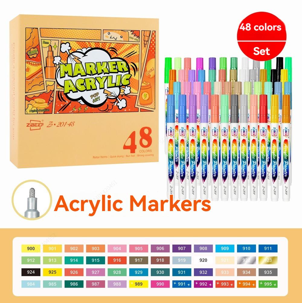 12-120 Colors Acrylic Paint Markers Pens For Fabric Rock Painting Markers Paint Pen Ceramic Glass Canvas DIY Art Making Supplies