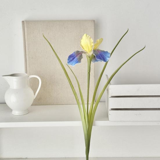 26" Artificial Iris Flower Flower Bouquet with Real Touch Fake Long Stem