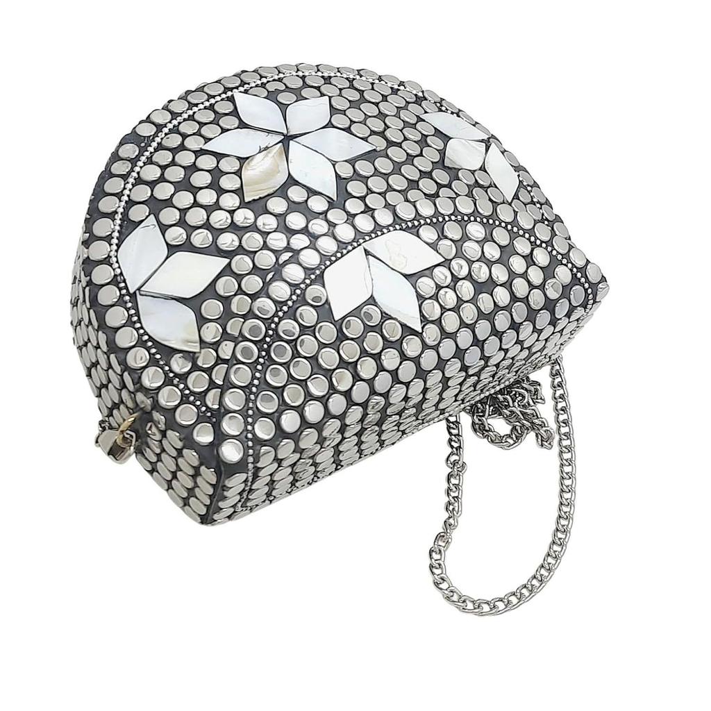 Silber Klein Größe Metalltasche Münzbörse Ethnisch Braut Kinder Tasche Party Clutch