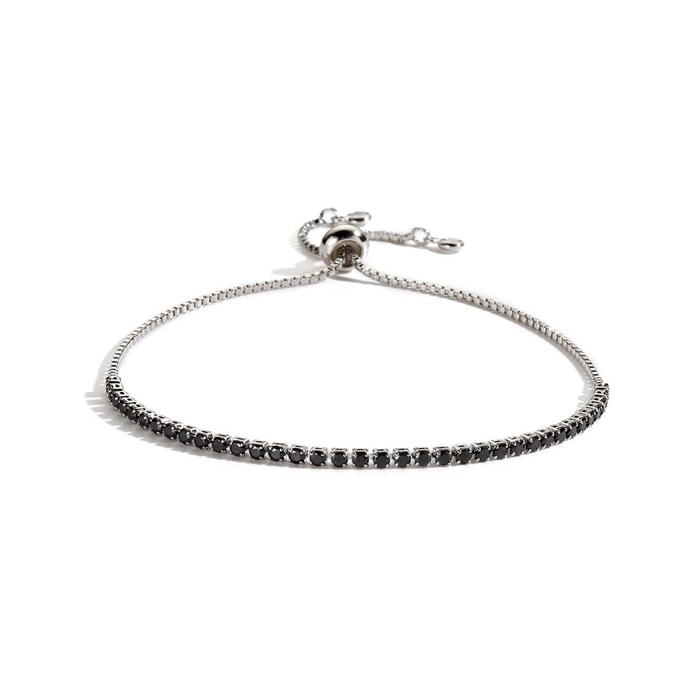 

Luxury Iced Out Black Crystal Tennis Bracelets for Women Men Cubic Zirconia Adjustable Bracelet On Hand Hippie Jewelry