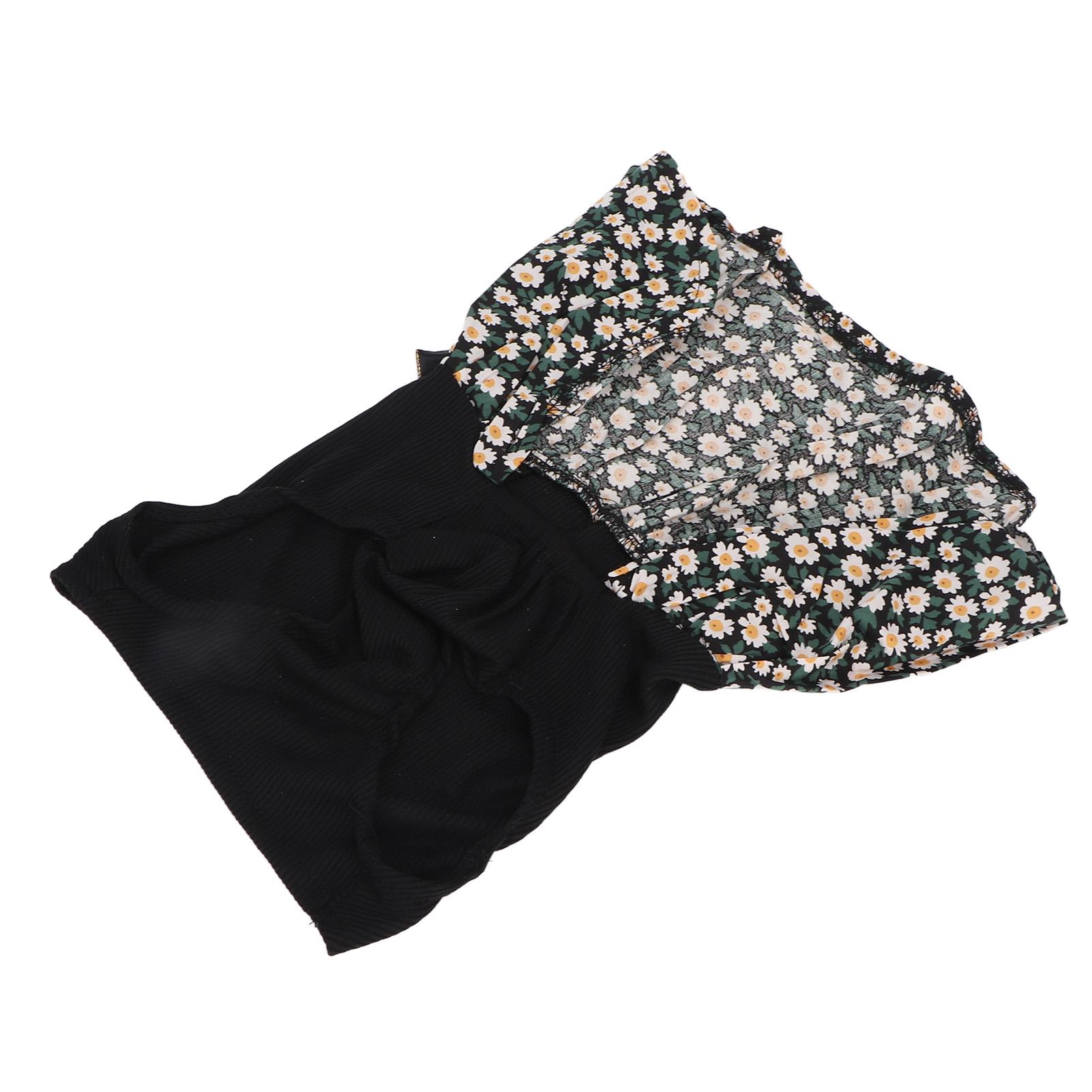 

Dog Floral Dress Cute Back Bow Fashionable Spring Summer Pet Princess Dress for Small Dogs and Cats Black M