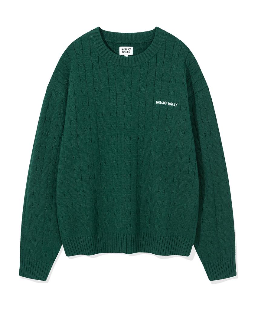 WACKY WILLY Basic Cable Tissue Pullover Green