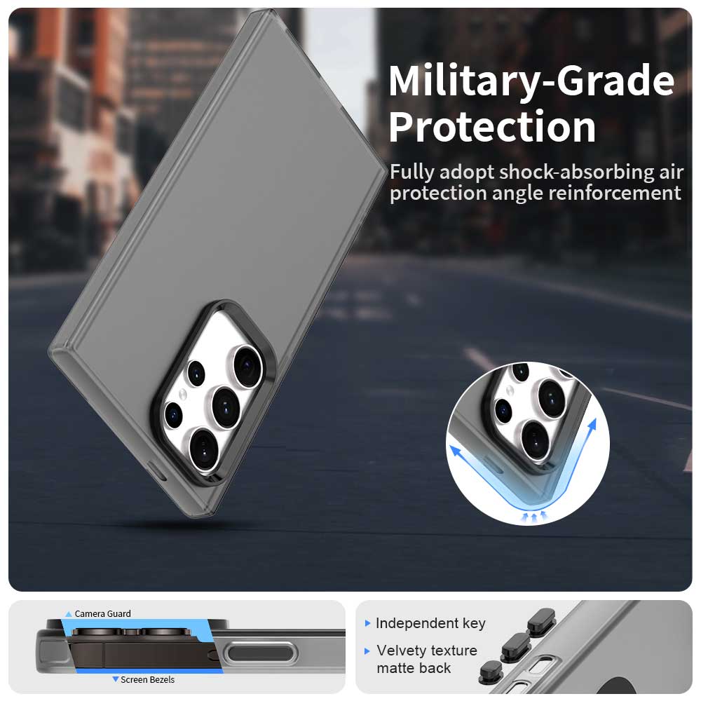 

For Samsung Galaxy S24 Ultra Case PC+TPU+PET Matte Anti-Drop Phone Back Cover Purple