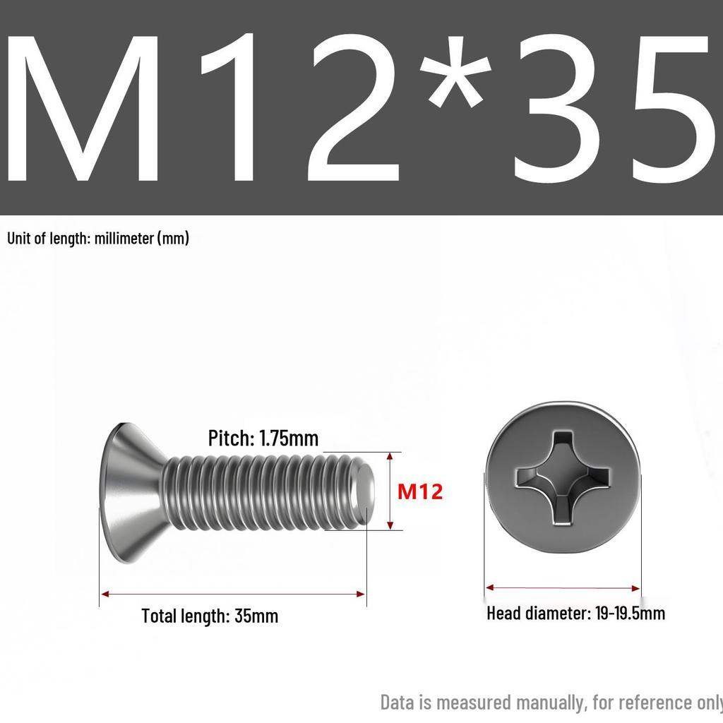 201 Stainless Steel Countersunk Phillips Head Screw: Flat Head Bolt M2-M8
