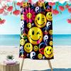 Bunte Smiley-Gesichter und Friedenssymbole Strandtuch schnelltrocknend für Reisen Outdoor-Sportarten Joggen Strand und Schwimmen