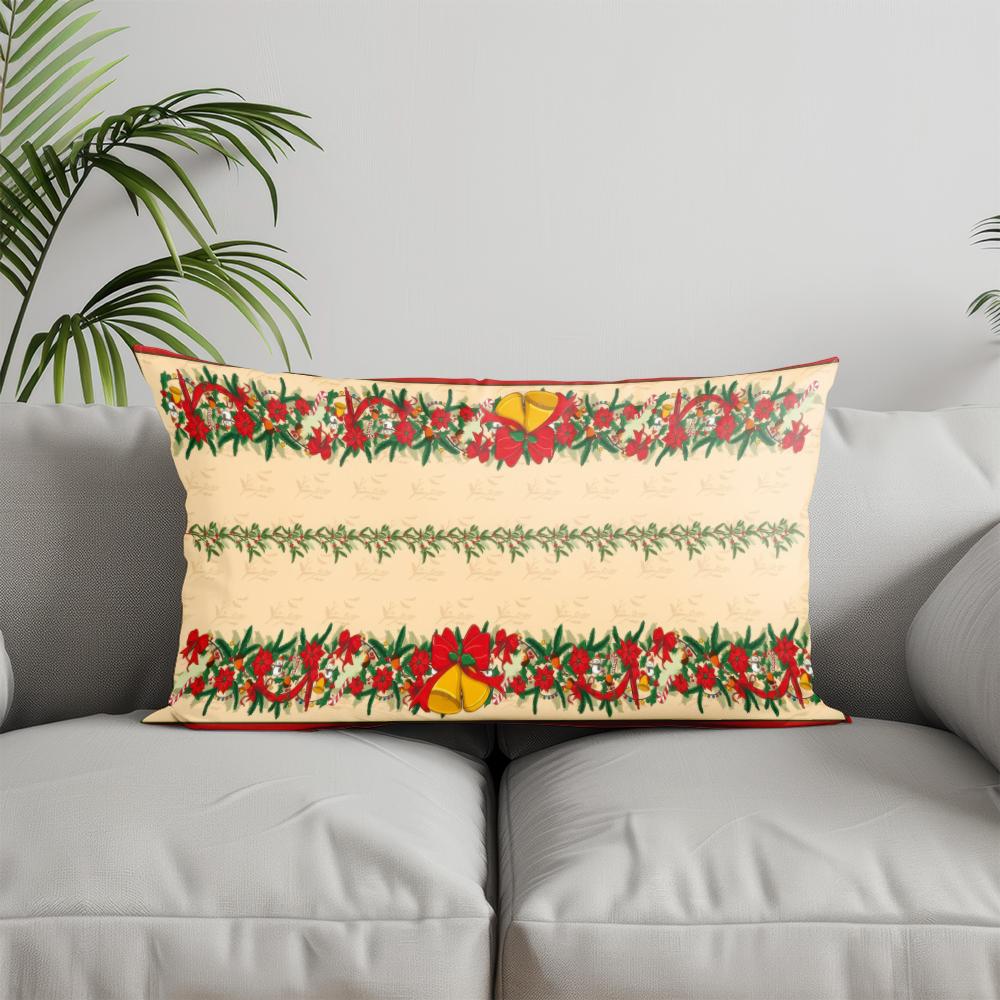 Home Decor Christmas Red Pillow with Ornaments Suitable For Sofa Bedroom Car Pillow Cover Cushion Rectangular Back Cushion