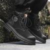 FashionMen Motorcycle Leather Boots Lace Up British Style High Top Shoes Walking Casual Platform Plush Warm Winter Boots Bota Masculina