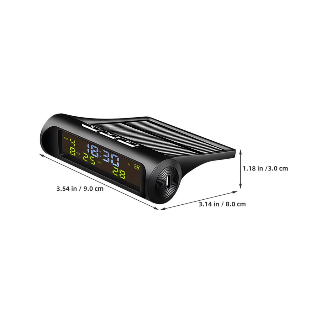 Digitale Solar-Autouhr, 3-in-1 Armaturenbrett-Thermometer-Alarm, Zeigt die Zeit an | LKW-Wecker - Verfolgen Sie kritische Fahrkennzahlen sicher mit einem 3-in-1