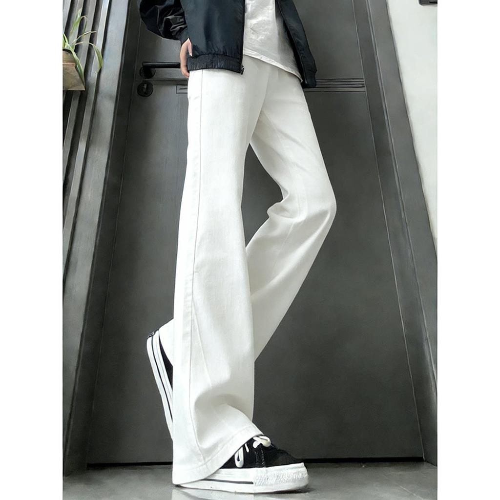 Cleanfit black miter scimitar jeans men's American high street Guochao vibe straight slim pants