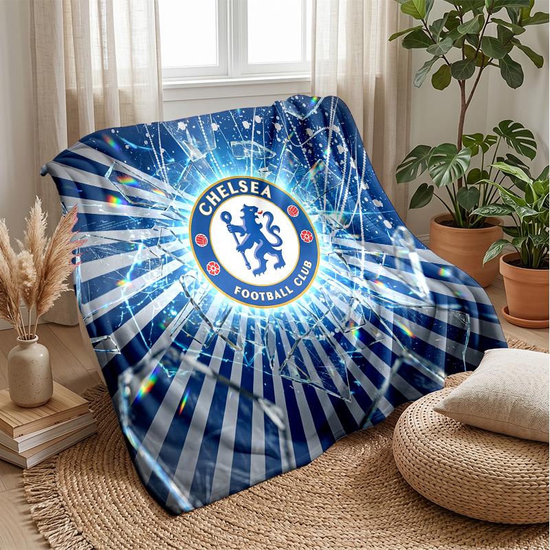 Couverture sur le thème du Chelsea FC Couverture douce en flanelle Couverture jetée en peluche Couverture douillette pour canapé et lit pour la décoration de la maison