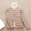 Warm Long Sleeves Round Neck Thickened Padded Windproof Cold Weather Daily Outwear with Pockets Cotton Jacket Winter Down Coat Button
