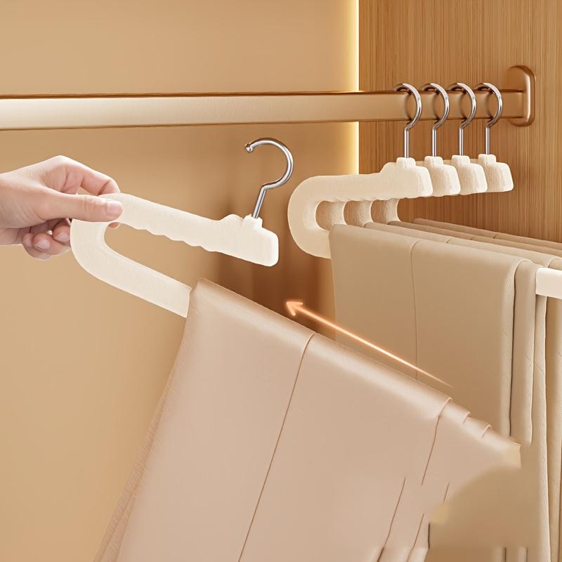 10pcs Flocked Goose-Shaped Pant Hangers, Suitable for Dormitories, Homes, and Schools. Made of Flocked Material, Traceless and Non-slip