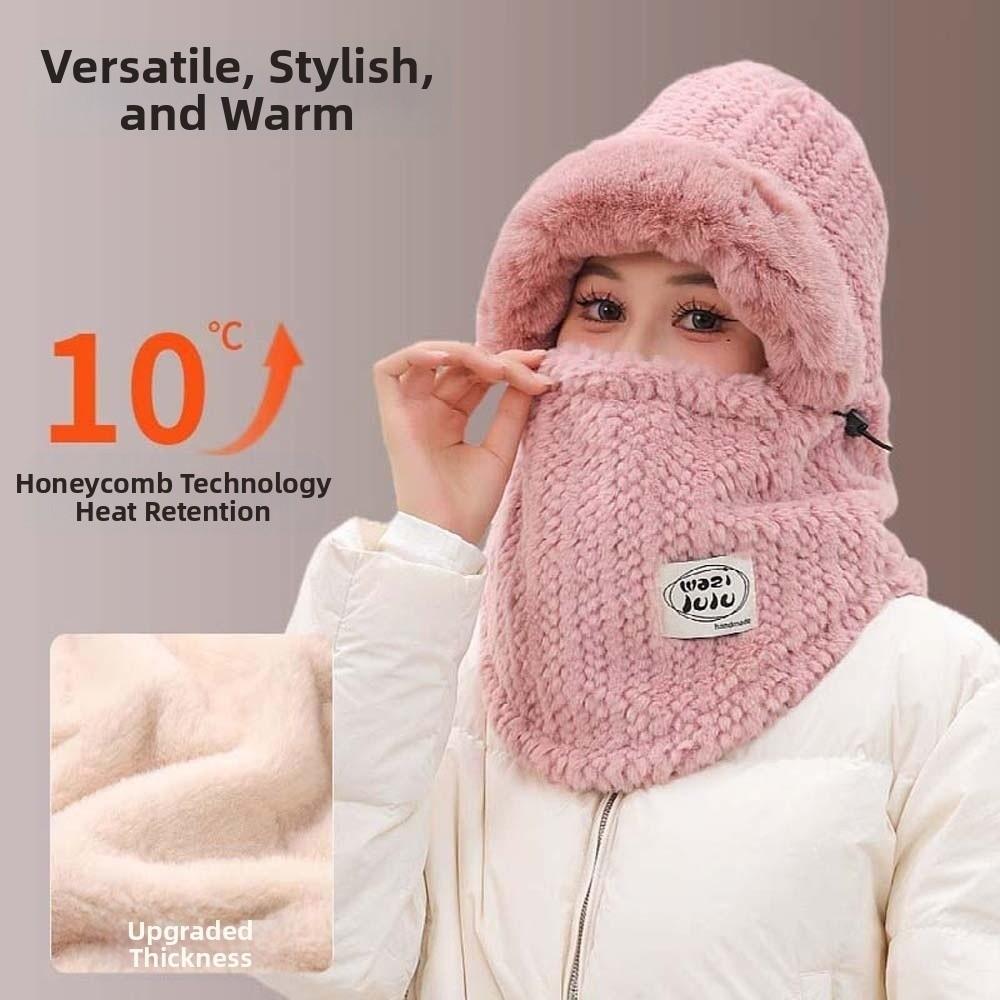Plush Mask Woolen Hat 4 in 1 Cold Proof Scarf Fashion Pullover Mask Cap Anti-cold