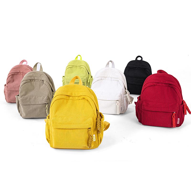 2026 New Classic Solid Color Corduroy Sweet Backpacks for Women High Quality Interior Zipper Pocket Large Capacity School Bags