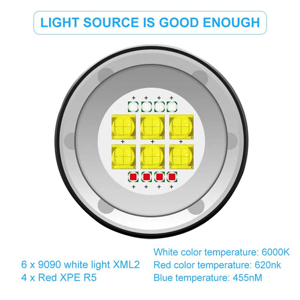 3.7V 28800Lm LED Photography Diving 80m Flashlight Torch with Bracket Stand