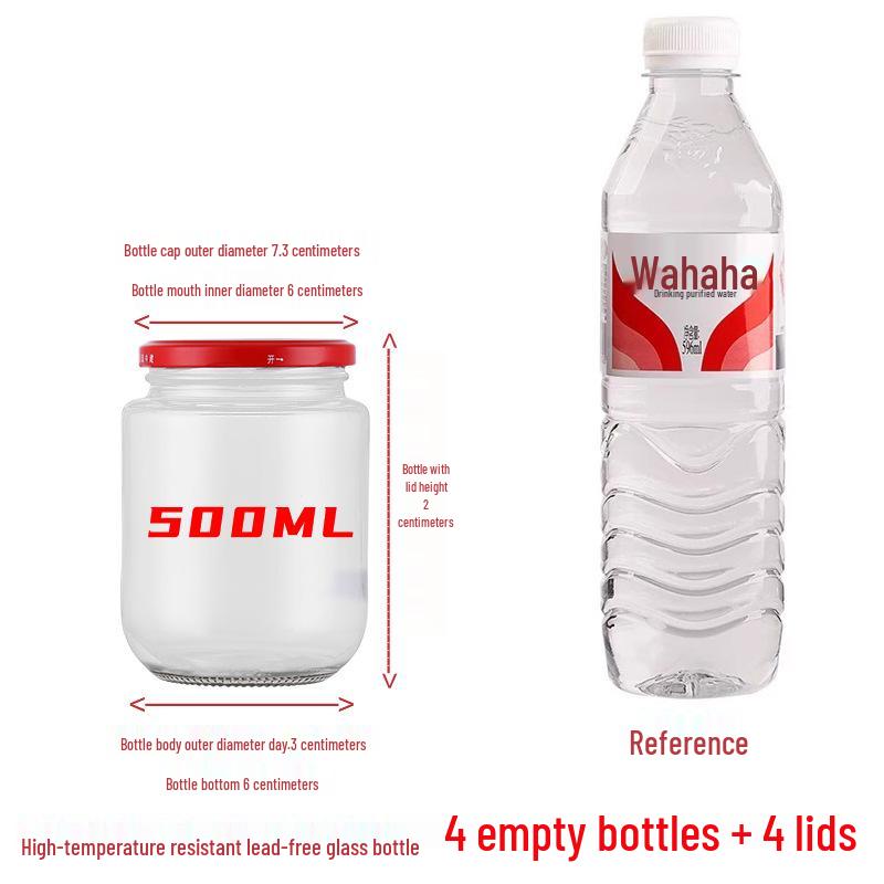 High-Temp Resistant Food Grade Jars: Ideal for Canning, Storage, Sealing; Perfect for Honey, Tomato Sauce, and Yellow Peaches. Steam & Boil Safe.