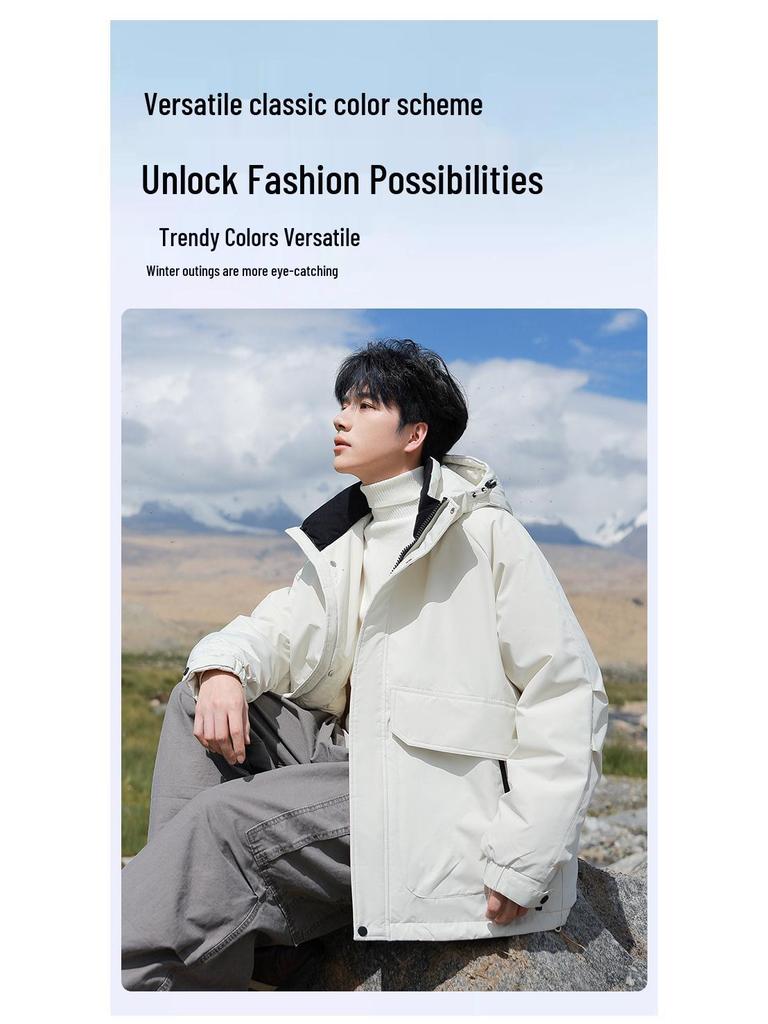 Unisex Winter Down Jacket: Men's Hooded, Loose Fit, Trendy Fashion Outerwear, Casual Couple Style.