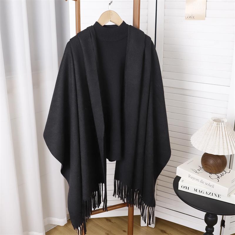 Winter Poncho Women Scarf Long Warm Cashmere Scarves Hijab Solid Lady Shawl Wrap Female Pashmina Bandana Head Scarfs NEW