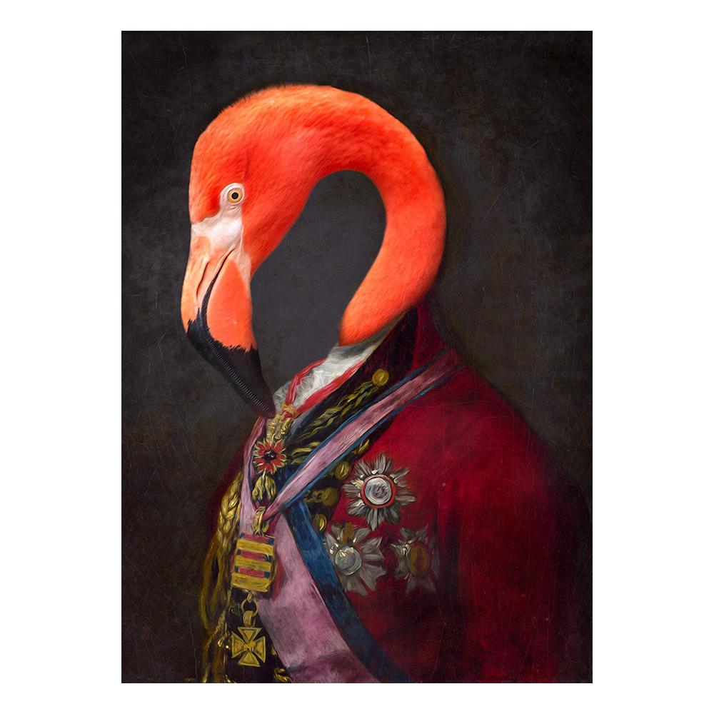 Engraçado Renascimento Retrato Pintura Tela Impressão Pôster Arte de Parede Cabeça de Animal Corpo Humano Imagem para Sala de Estar Decoração de Casa