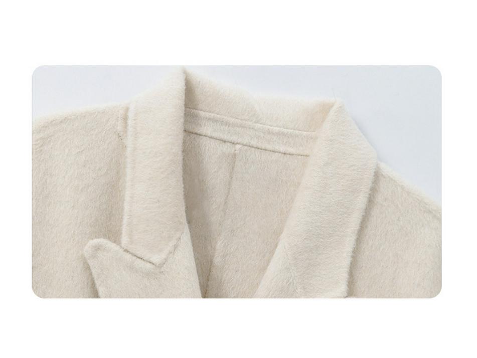 Su Jiu'er Damen Mittellanger Doppelseitiger Wollmantel - Verdickt, Weiß, Winter 2025 Edition