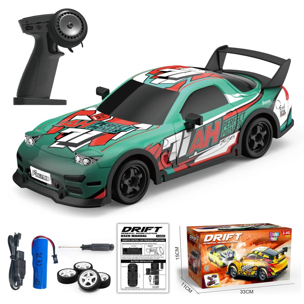 1/18 Rc Drift Racing Car 2.4G Radio Controlled Vehicles Remote Control High-Speed 4Wd Drive Cars with Light Drifting Model Toys