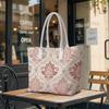 Elegant Damask Pattern Tote Bag Stylish Large Capacity Top Handle Shoulder Bag for Daily Commute Outdoor Shopping