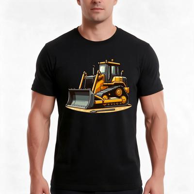 Bulldozer Tshirt Summer Casual Cotton Tee Oversized Streetwear Tops Vintage Graphic Print Loose Fit Short Sleeve