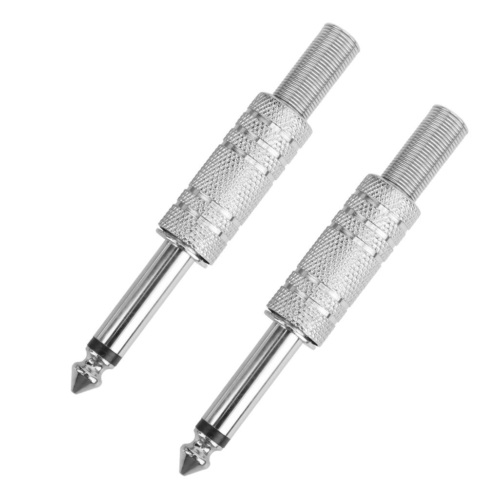 2Pcs Audio Adapter Male Coupler Joiner Guitar Earphone Straight Jack Plug In Connector 6.35mmSingle