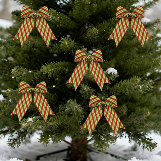 5 Yards Christmas Wired Ribbon 2.48" Red Green Polka Dot/Stripe/Swirl Christmas Wrapping Ribbon for Xmas Tree Wreath Bow Gift Wrapping DIY Crafts