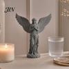 Matte Angel Decor 3D Printed Praying Figurine, Retro Guardian Angle Statue, Decorative Statue Artistic Winged Women Decoration for Home Office,