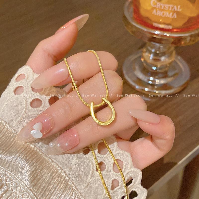 Золотая U-образная подвеска-подкова, женская цепочка на ключицу из титановой стали с