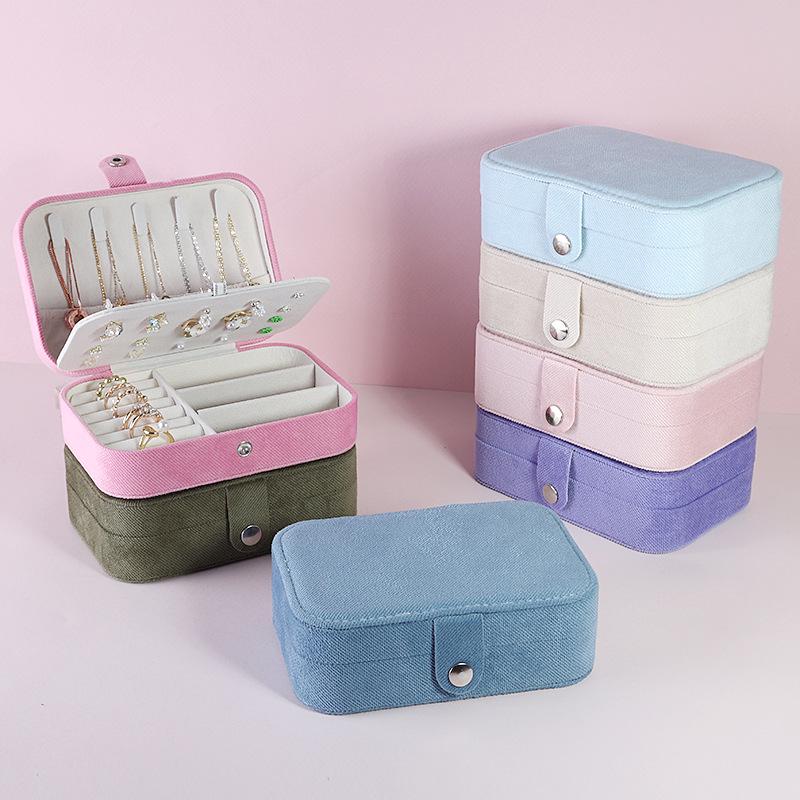 Double Layer Large Capacity Flannel Jewelry Box for Earrings, Necklaces, and Rings