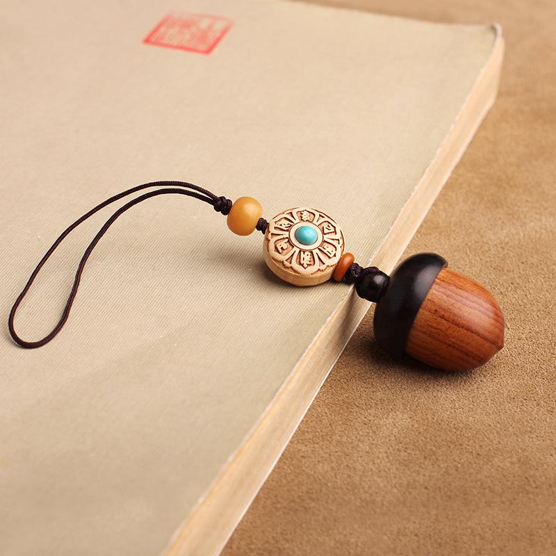 Yi Ming Xian Yuan Sandalwood Pine Cone Keychain & Phone Pendant – Unscrewable Creative Jewelry
