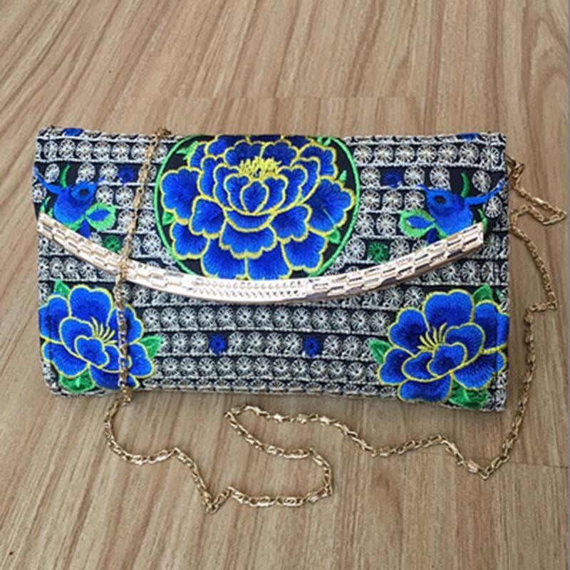 Luxurious Women Ethnic National Flower Bags Handbag Embroidered Clutch Small Flap