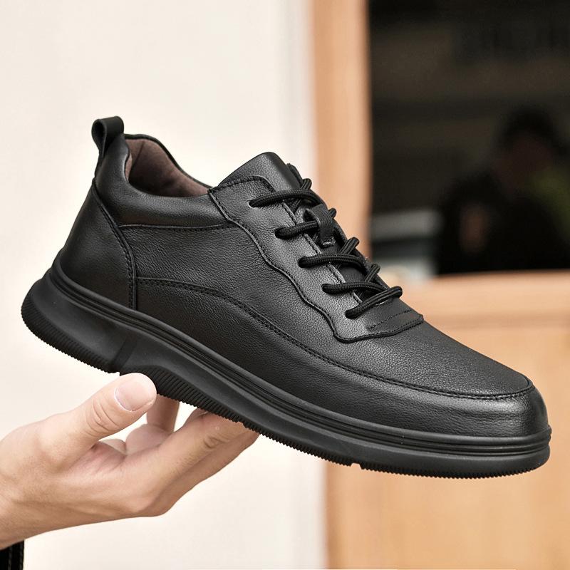 Shoes autumn new thick-soled lightweight outdoor sports shoes light luxury leather lace-up casual shoes 38