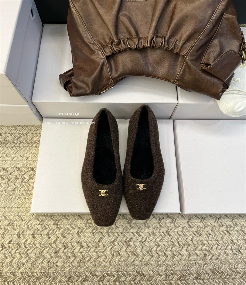 

French flat-bottomed small fragrant wind velvet Doudou single shoes women s shoes 2025 new autumn and winter versatile outer wear Mao Mao shoes 40 коричневый