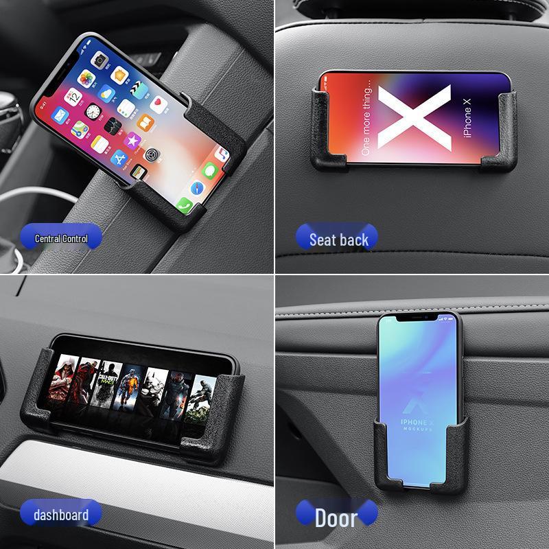 Universal Adhesive Car Phone Holder for Dashboard, Console, or Door - Adjustable for Horizontal & Vertical Screens