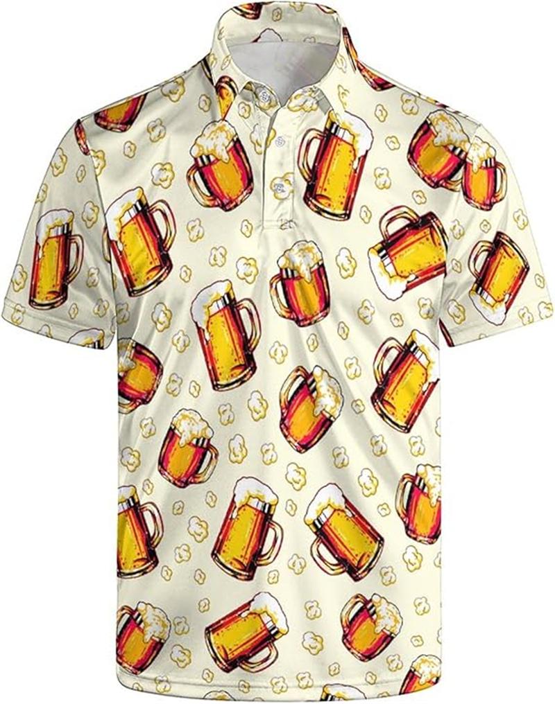 

Men s Polo Shirt Beer Duck 3D Print Men s Tops Outdoor Casual Button Lapel T-Shirt Street Fashion Men s and Women s Loose Clothing S