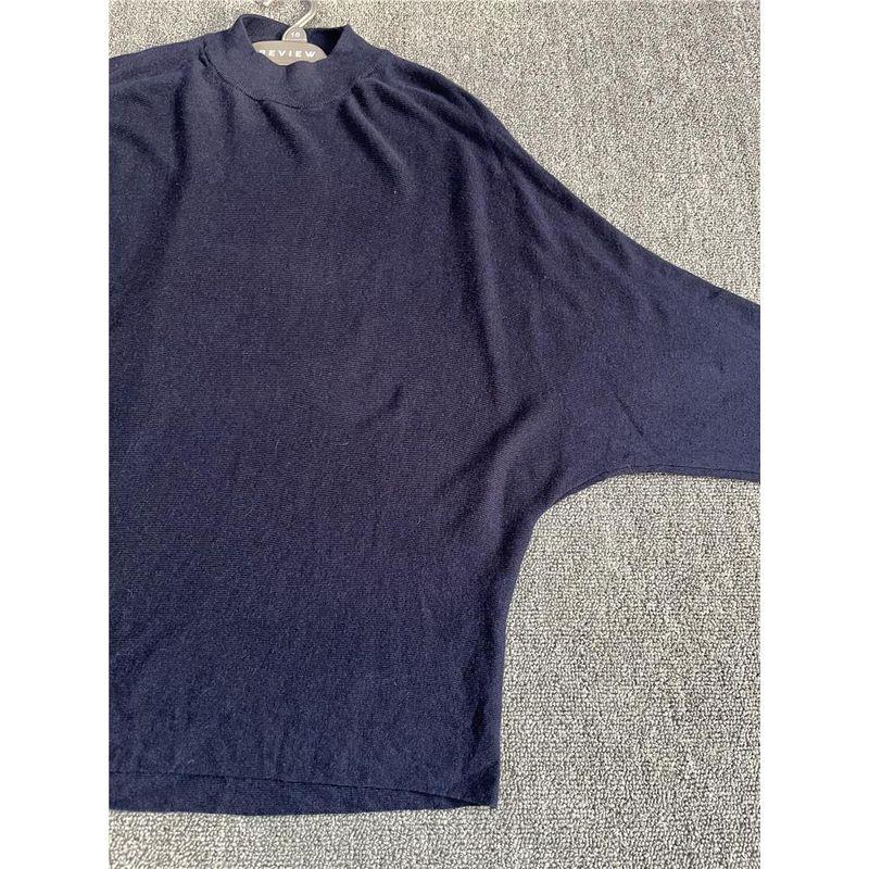 Spring Foreign Trade Original Order British Whis **Fleece Blended Batwing Sleeve Loose round Neck Women's Long Sleeve Knitted Sweater
