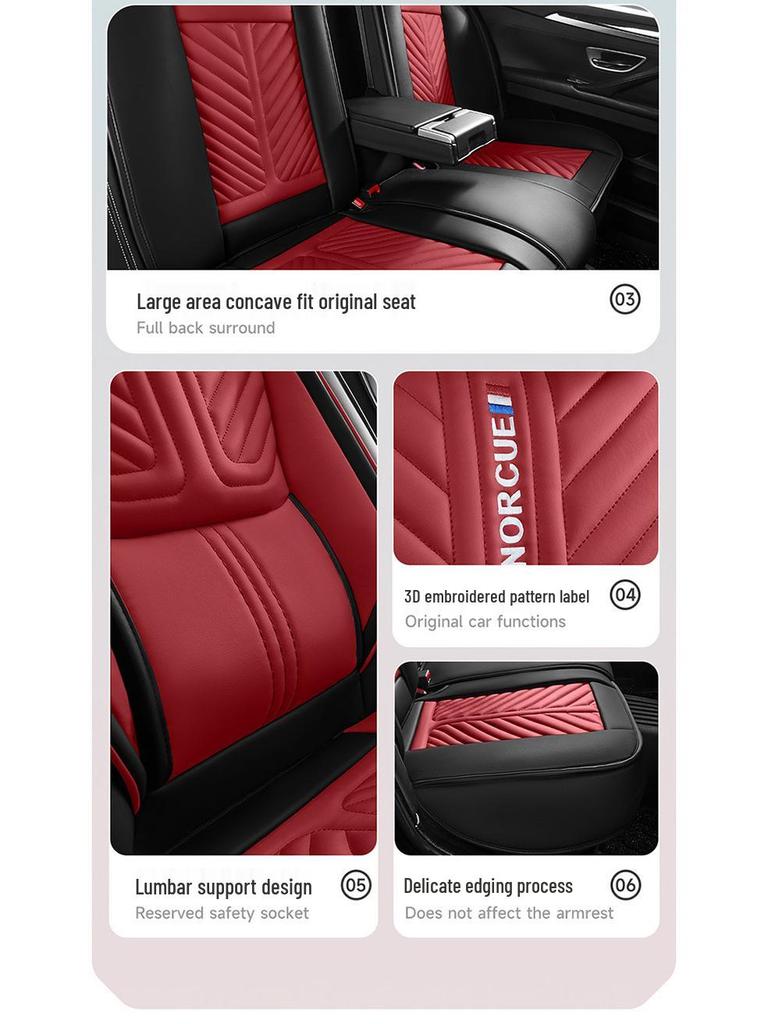 Universal Four Seasons Leather Car Seat Cushion Cover for Small 5-Seat Cars
