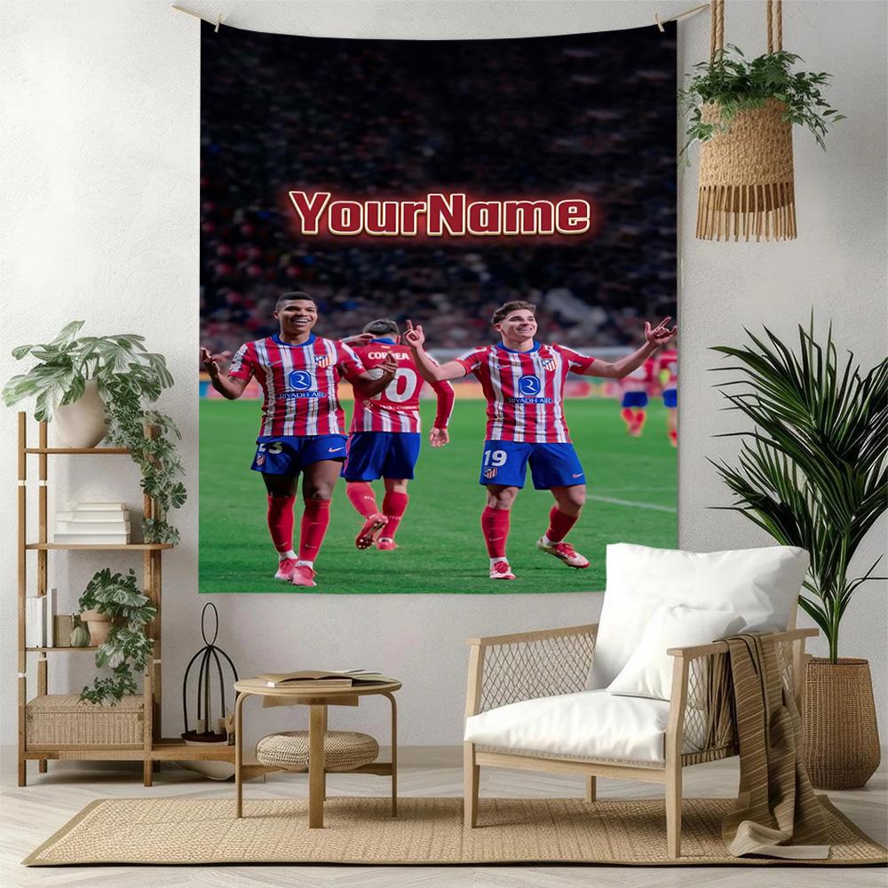 Atletico Madrid Benutzerdefinierte Wanddekoration mit Ihrem Namen Wandteppich Kunst Für Haustiermemorial Geburtstag Hochzeitsfeier Hintergrund Familien Geschenk