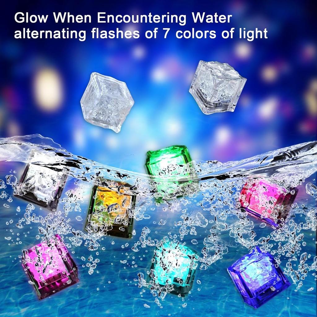 6/12Pcs Reusable Light Up Ice Cubes Glow in The Dark Ice Cubes for Drinks Waterproof Glowing Party Wedding Bars Decoration