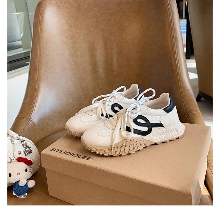 

Grape mother has the same 6cm inner height increase~ versatile contrasting color lace-up mesh thick-soled casual Dexun board shoes women s summer 35 белый