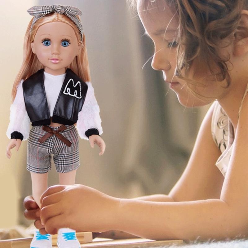 Toy Doll Soft Washable PVC Blonde Girl 18" Baby Girl Doll for Kids 18" Playable Toy with Outfit Set