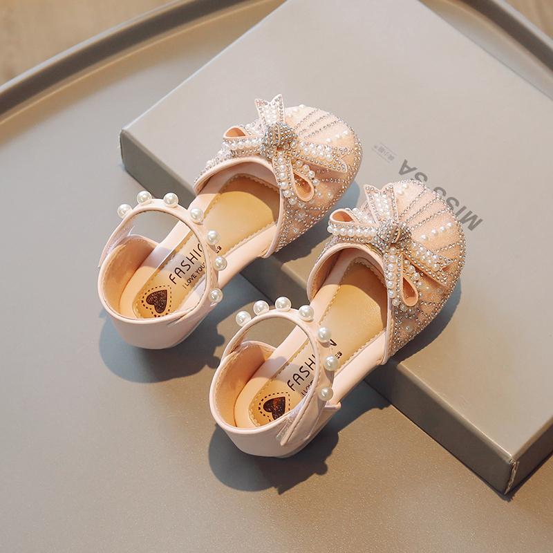 2024 Girls Party Shoes Elegant Sweet Pearl Children's Sandals for Wedding Party Fashion Luxury Kids Princess Dress Single Shoes
