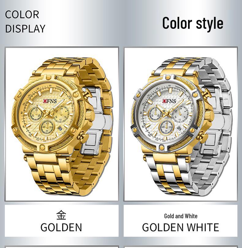 Oufanni Shi Men's Multifunctional Chronograph: Waterproof Quartz Watch with Luminous Strap & Calendar