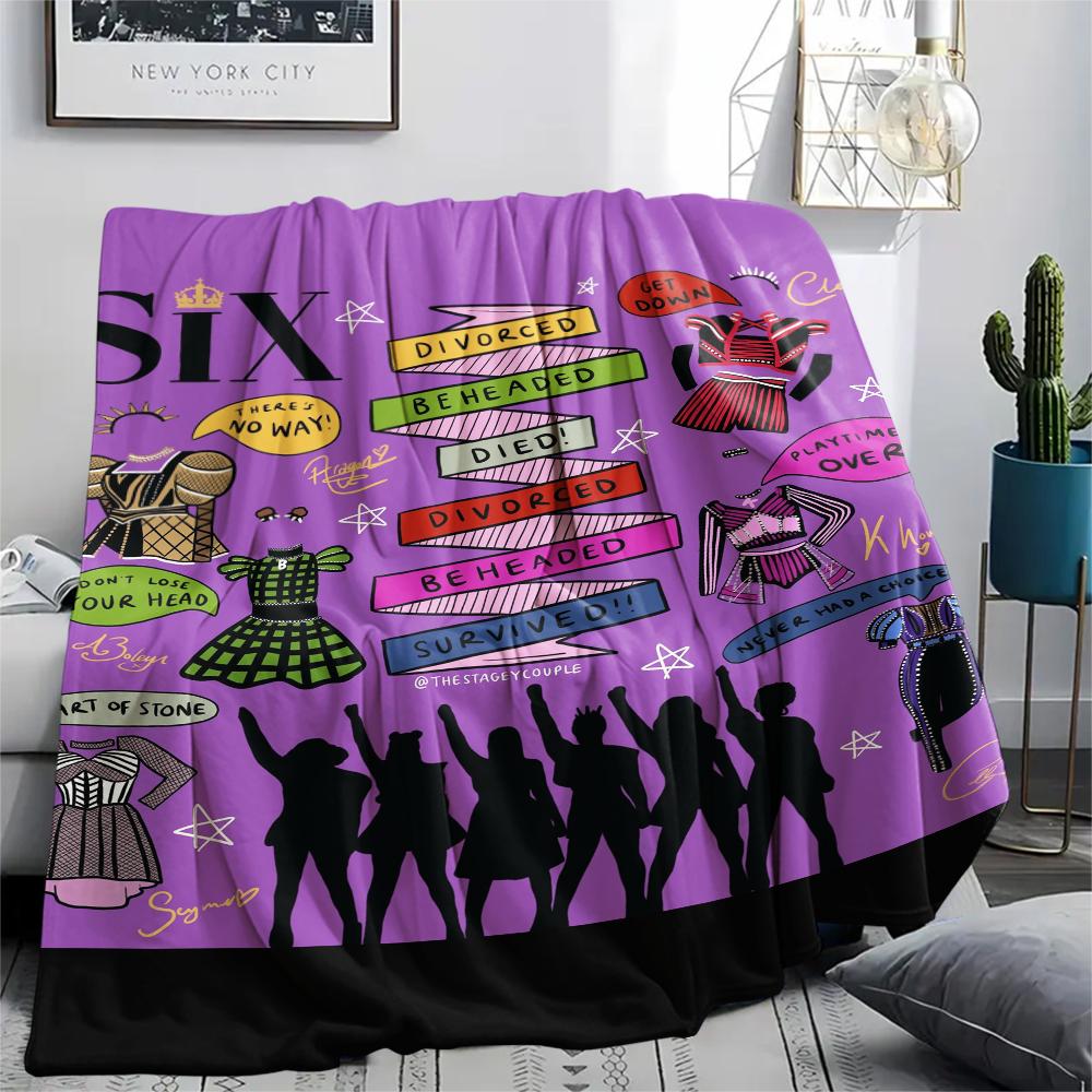 1PC SIX the Musical Print Flannel Blanket, High quality Comfortable for All Seasons, Home Decor, Warmth and Comfort, Perfect for Christmas Gifts164