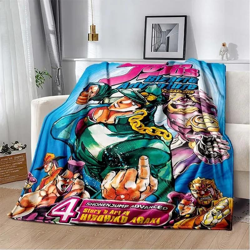 Anime JoJo Bizarre Adventure Flannel Blankets Print Child Adult Throws Blanket Sofa Travel Teen Student Blanket