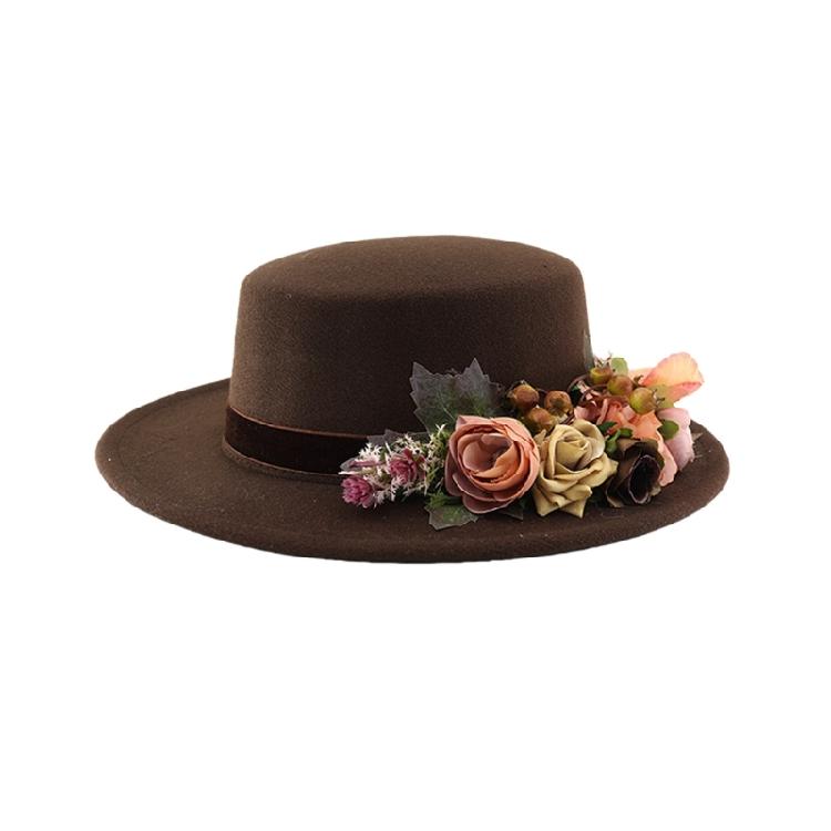 

Comfortable Ladies Church Hat for Daily Wear and Special Event Floral Decoration Constructed from Practical Polyester коричневий