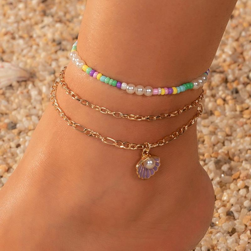 2-4Pcs/Set Bohemia Natural Shell Anklets for Women Fashion Summer Beach Barefoot Foot Chian Bracelet On Leg Ankle Accessories
